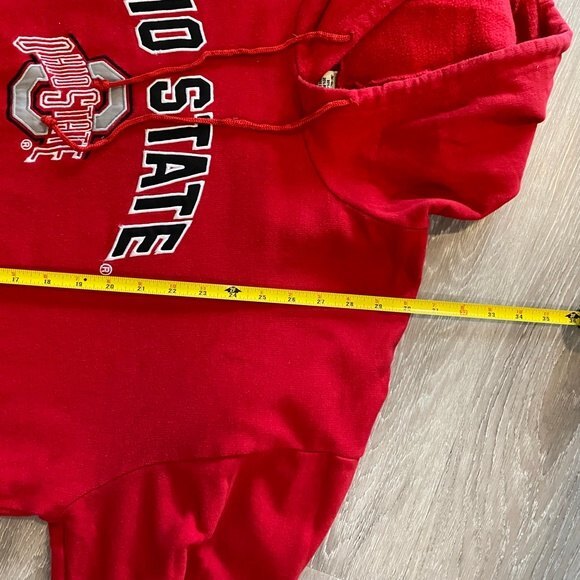 Big Ball Sports Men's Ohio State Drawstring Hooded Long Sleeve Sweater. Red. 2XL - Picture 7 of 7